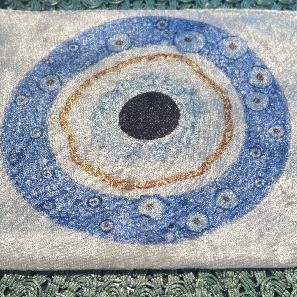 New straight from Corfu Greece Blue Evil Eye velvet Pouch.